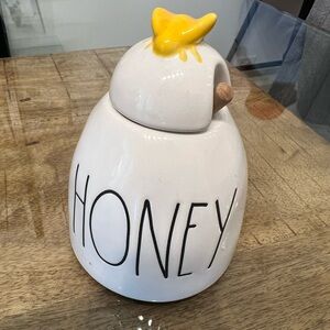 Rae Dunn Honey Rae Dunn Ceramic HONEY Pot Jar With Wooden Honey Dipper & Yellow